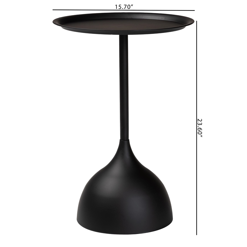 Baxton Studio Webb Black Metal Pedestal Side Table Modern Accent Table