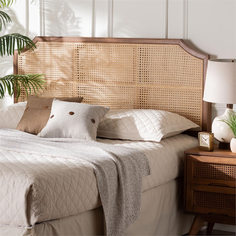 Baxton Studio Hermine Bamboo Woven Headboard Wood Backrest Panel Queen Size