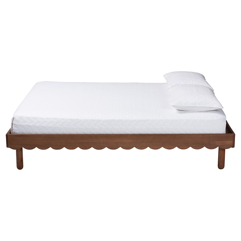 Baxton Studio Orianthe Wood Platform Bed Frame with Scalloped Design Queen Size