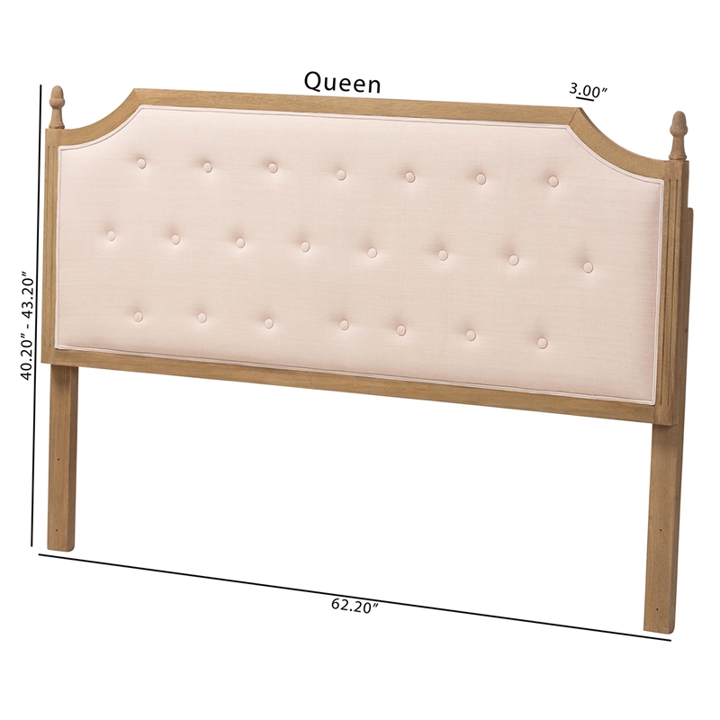 Baxton Studio Lourdes Upholstered Headboard with Wood Frame Queen Size