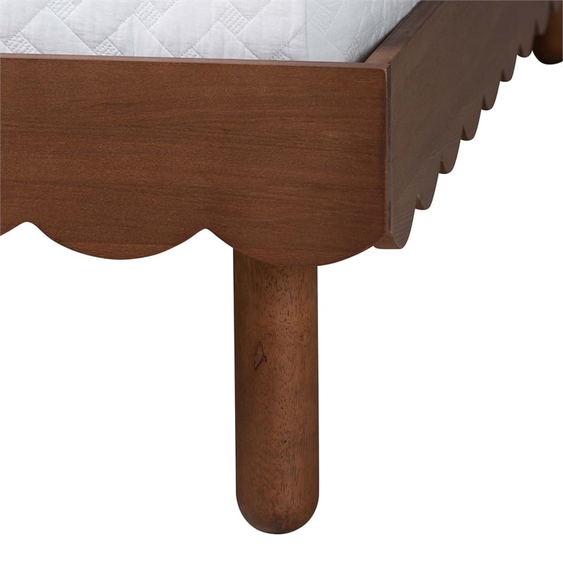 Baxton Studio Orianthe Platform Bed with Rattan Headboard Queen Size