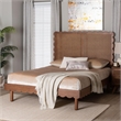 Baxton Studio Orianthe Platform Bed with Rattan Headboard Queen Size