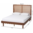 Baxton Studio Orianthe Platform Bed with Rattan Headboard Queen Size