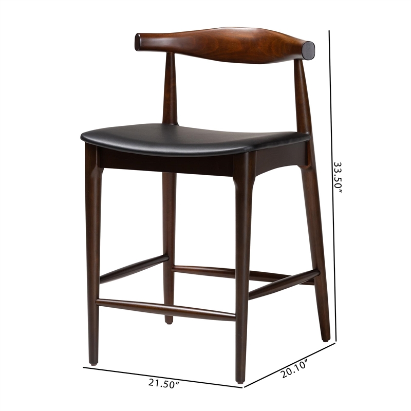 Baxton Studio Eira Counter Stool Set of 2- Wood Frame Counter height Chair