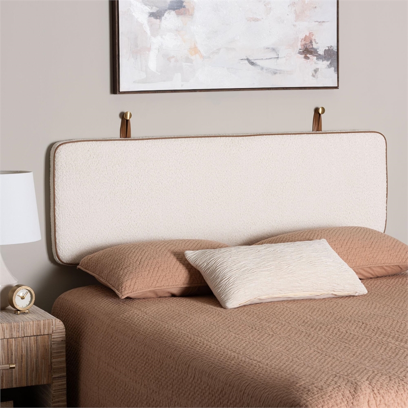Baxton Studio Belden Boucle Upholstered Wall-Mounted Headboard - Cream - Queen