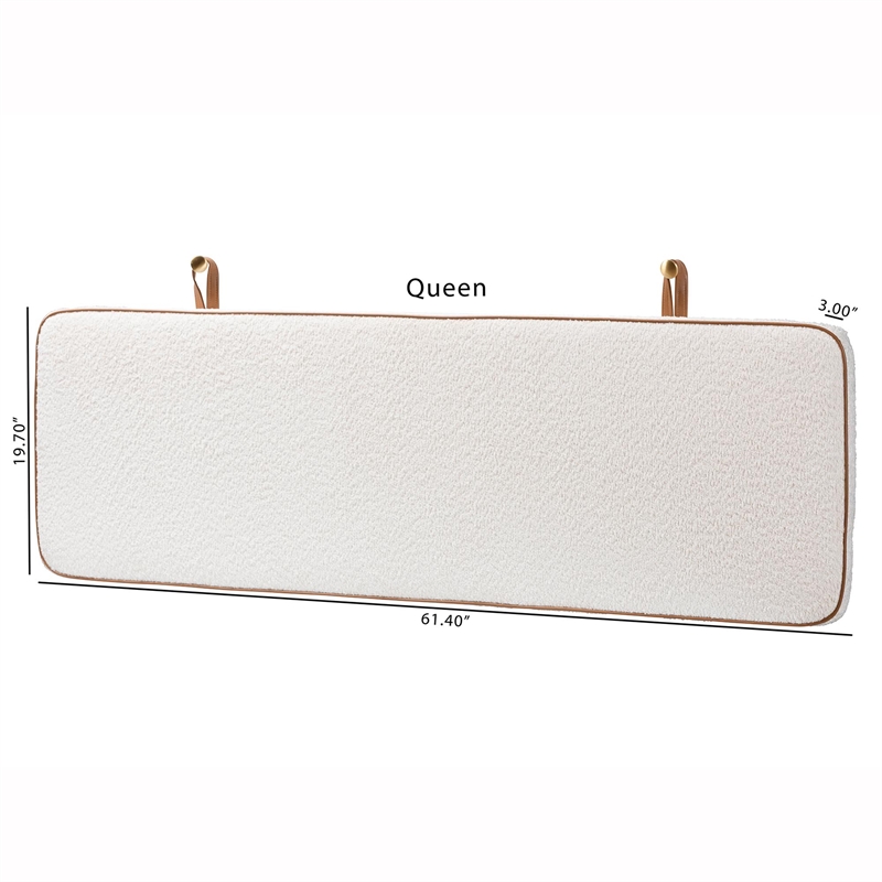 Baxton Studio Belden Boucle Upholstered Wall-Mounted Headboard - Cream - Queen