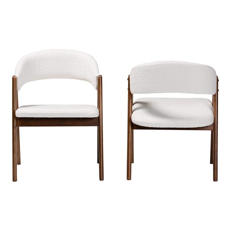 Baxton Studio Virden Boucle Upholstered Dining Chair Set of 2 - Brown and White