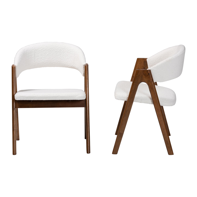 Baxton Studio Virden Boucle Upholstered Dining Chair Set of 2 - Brown and White