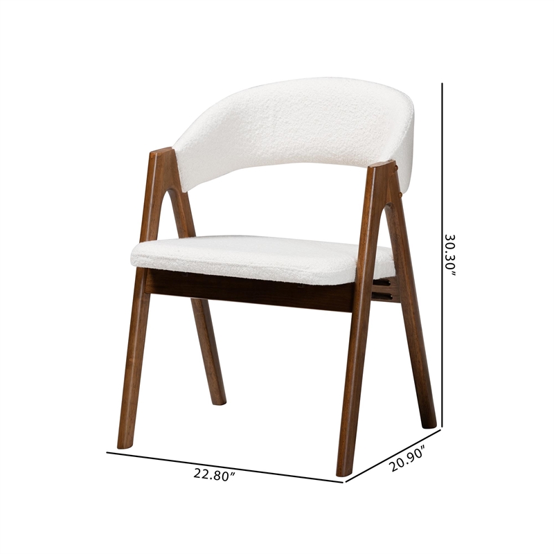 Baxton Studio Virden Boucle Upholstered Dining Chair Set of 2 - Brown and White