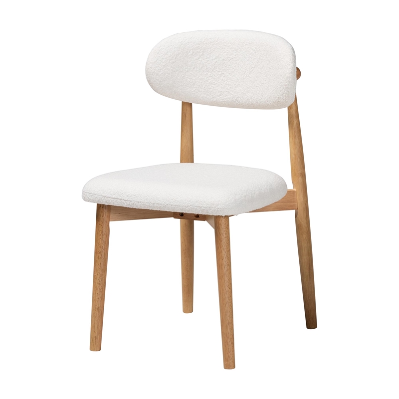 Baxton Studio Wattsu 5-Piece Dining Set - Solid Wood Table - Natural and White