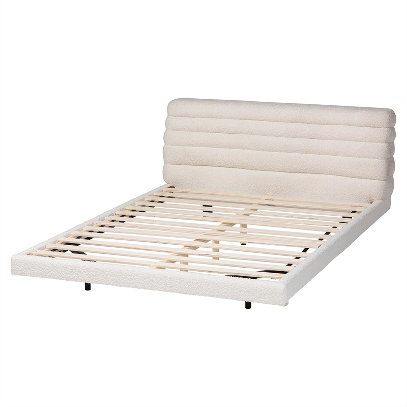 Baxton Studio Alfie Boucle Floating King Bed