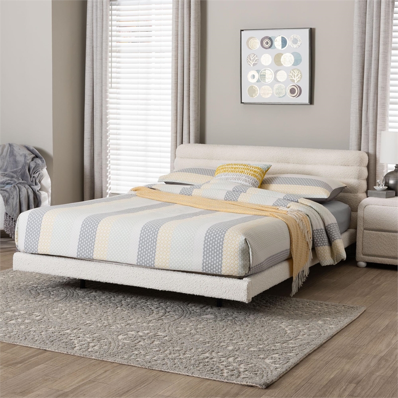 Baxton Studio Alfie Boucle Floating King Bed