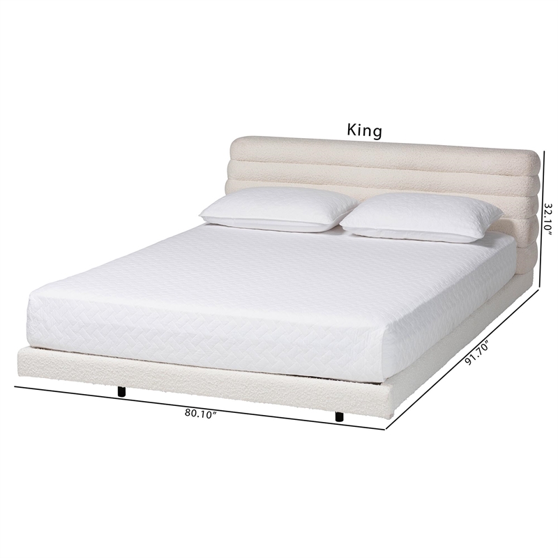 Baxton Studio Alfie Boucle Floating King Bed