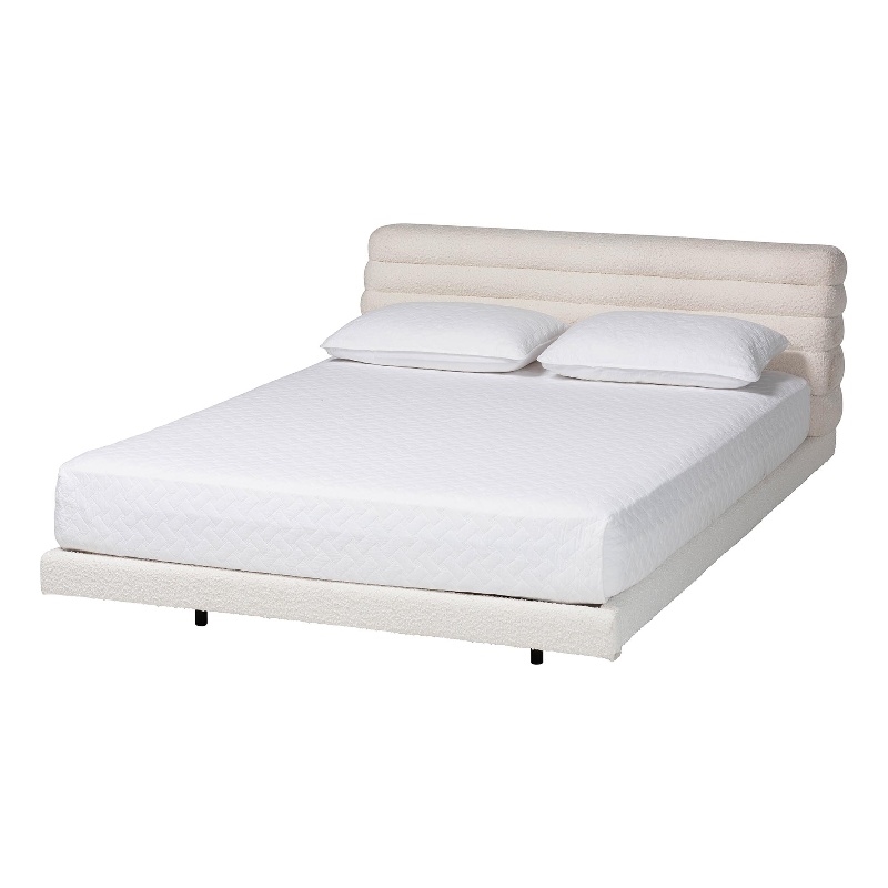 Baxton Studio Alfie Boucle Floating King Bed
