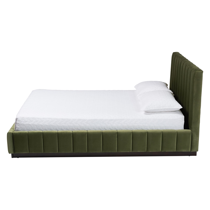 Baxton Studio Granger Velvet Upholstered Queen Platform Bed