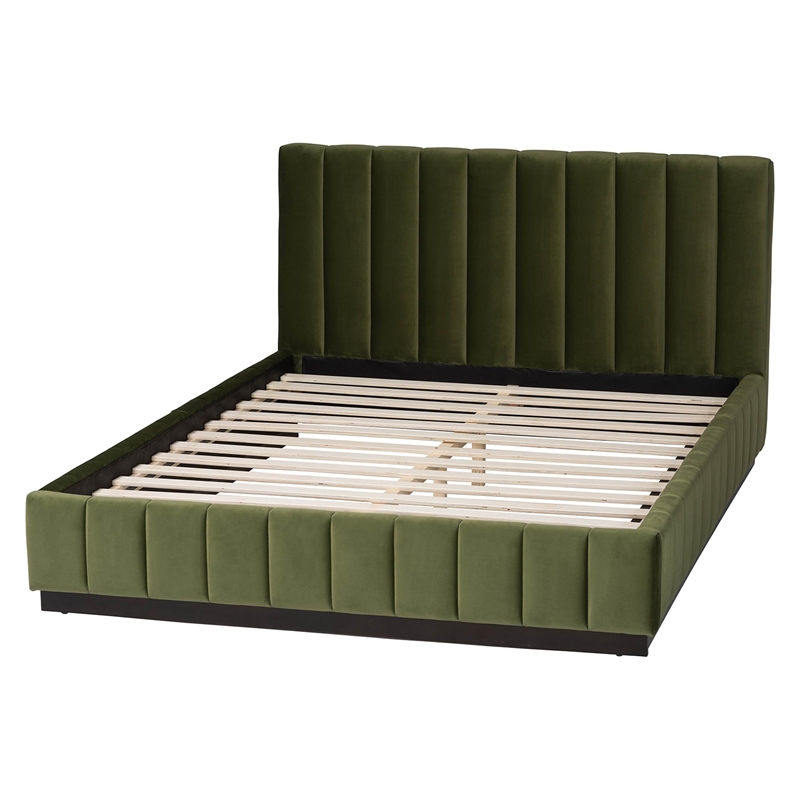 Baxton Studio Granger Velvet Upholstered Queen Platform Bed