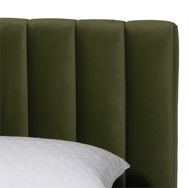 Baxton Studio Granger Velvet Upholstered Queen Platform Bed
