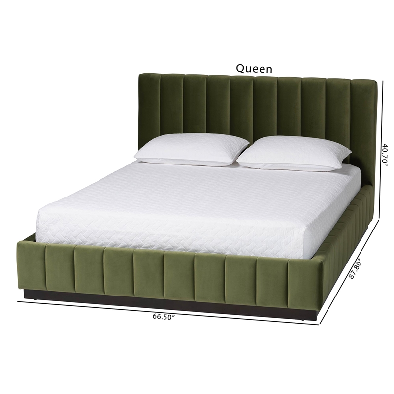 Baxton Studio Granger Velvet Upholstered Queen Platform Bed