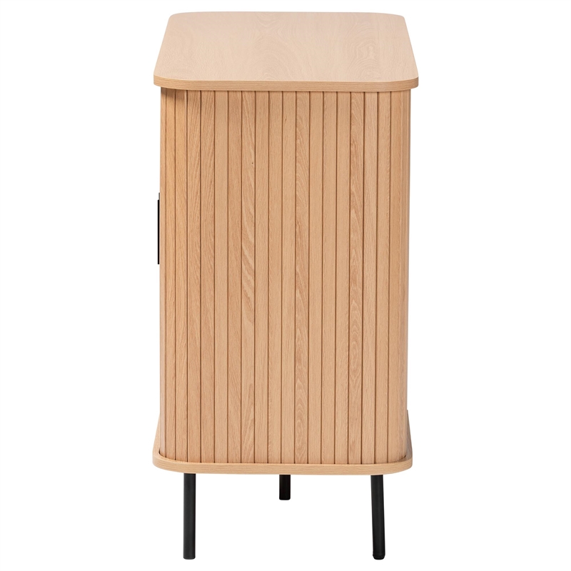 Baxton Studio Lucia Fluted Light Oak Wood Storage Cabinet