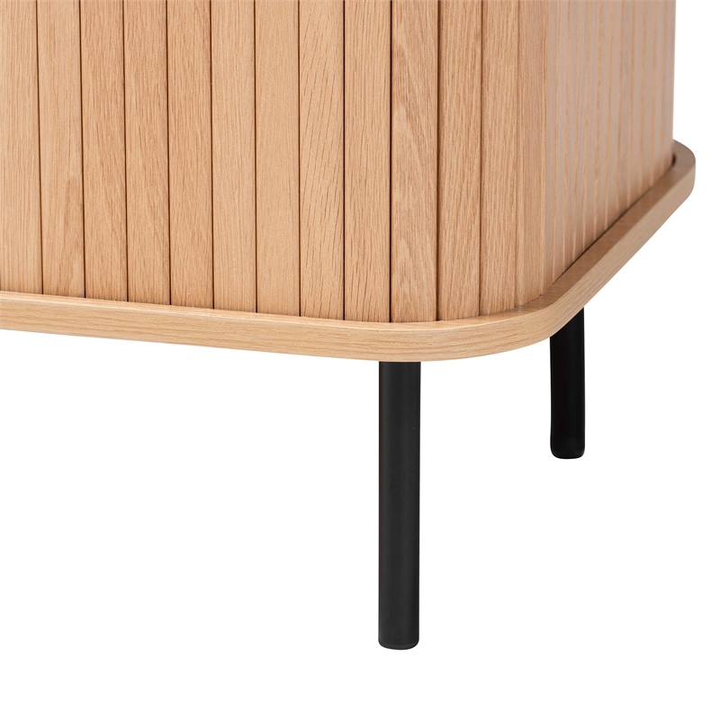 Baxton Studio Lucia Fluted Light Oak Wood Storage Cabinet