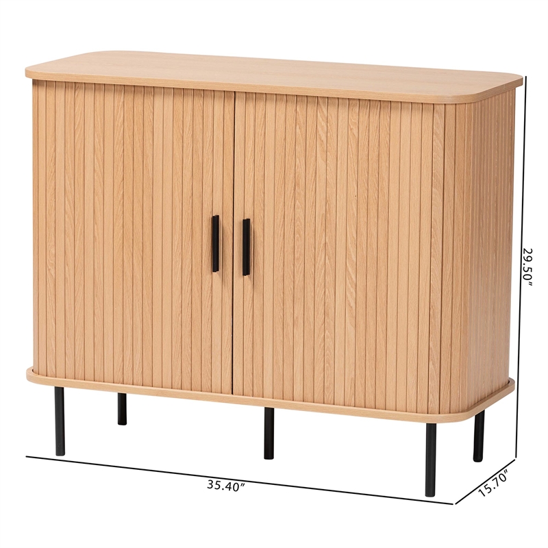Baxton Studio Lucia Fluted Light Oak Wood Storage Cabinet