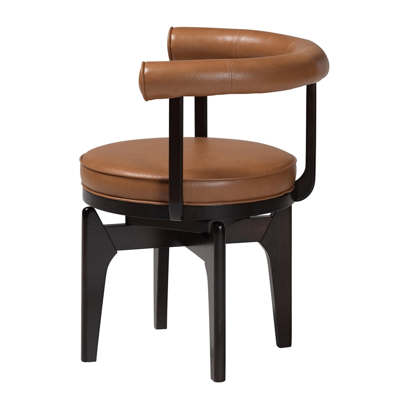 Baxton Studio Delacruz Swivel Dining Chair - Round Open Back Accent Chair