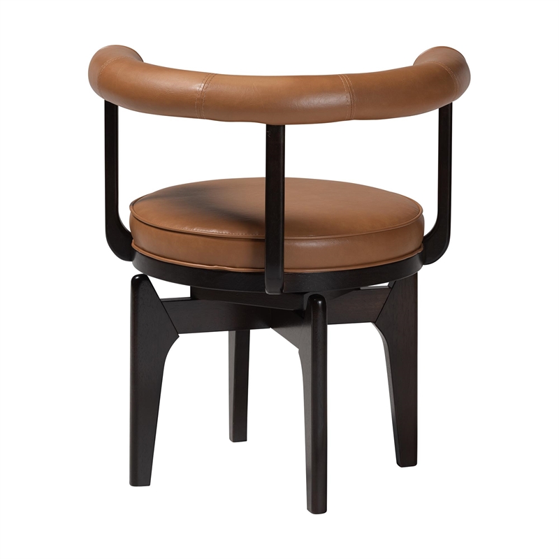 Baxton Studio Delacruz Swivel Dining Chair - Round Open Back Accent Chair