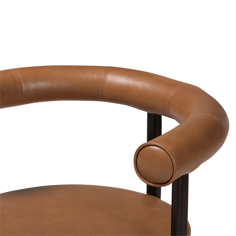 Baxton Studio Delacruz Swivel Dining Chair - Round Open Back Accent Chair