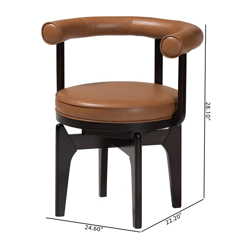 Baxton Studio Delacruz Swivel Dining Chair - Round Open Back Accent Chair