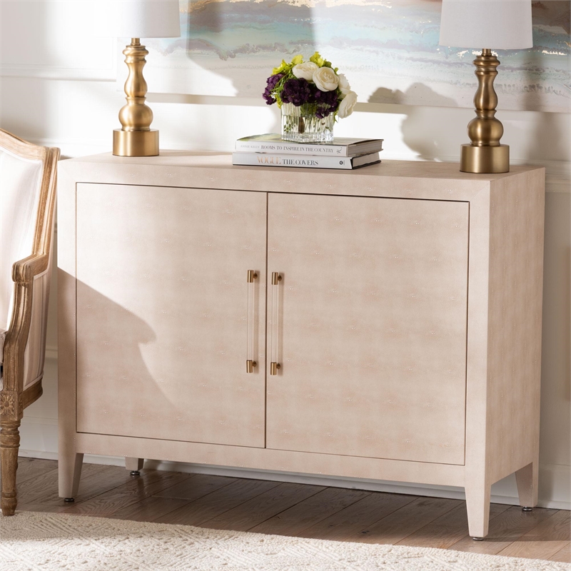 Baxton Studio Nira Faux Shagreen Storage Cabinet - 2-Door Accent Sideboard