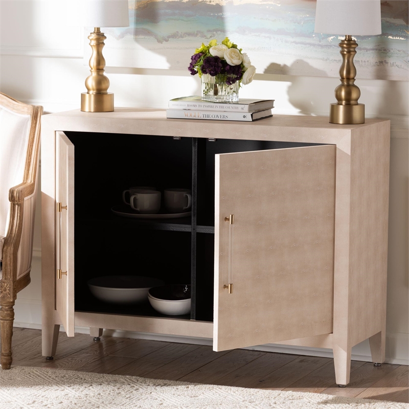 Baxton Studio Nira Faux Shagreen Storage Cabinet - 2-Door Accent Sideboard
