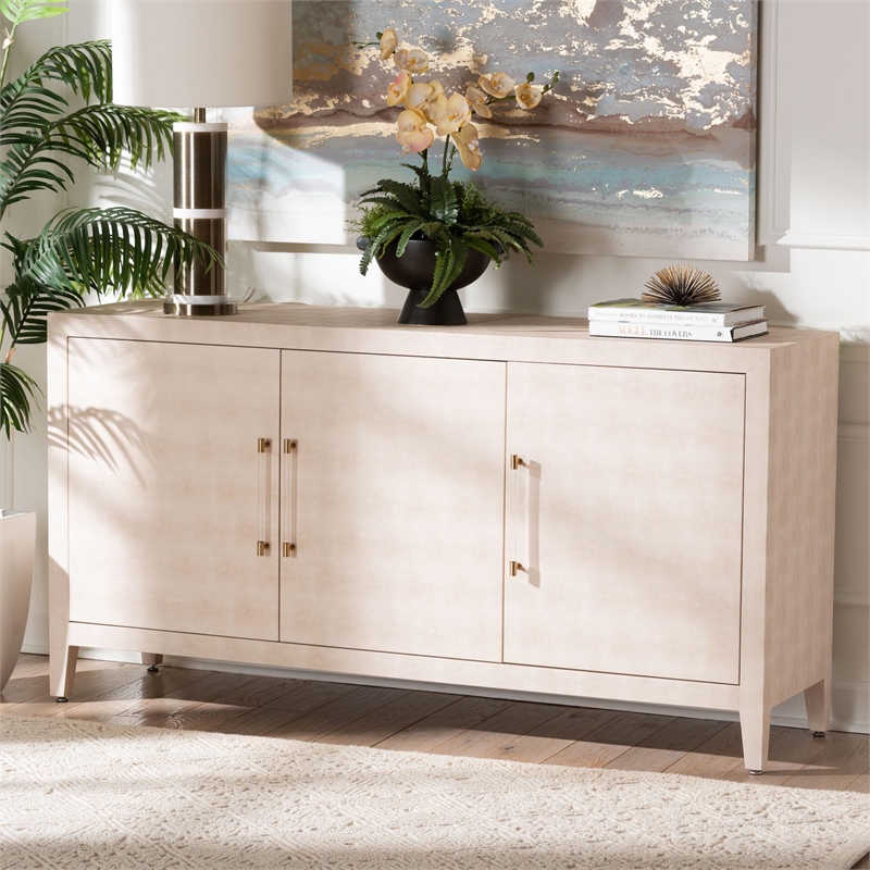 Baxton Studio Nira Faux Shagreen Sideboard  - 3-Door Buffet Storage Cabinet