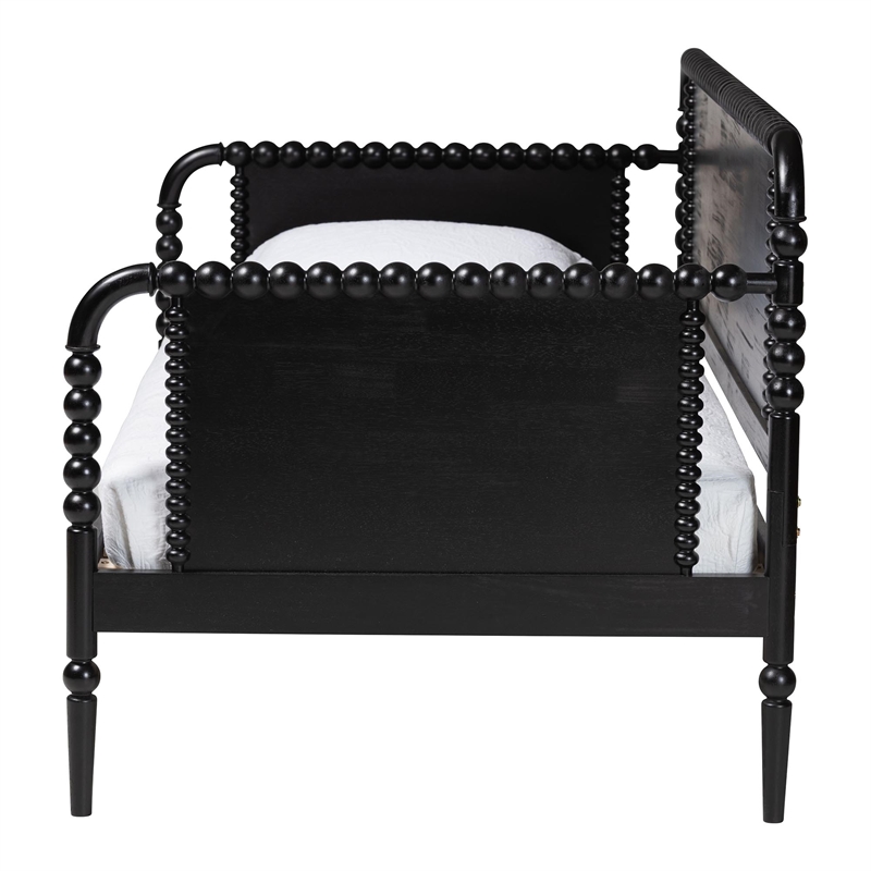 Baxton Studio Lucera Bobbin Daybed Wooden Spindle Bed Frame Twin Black