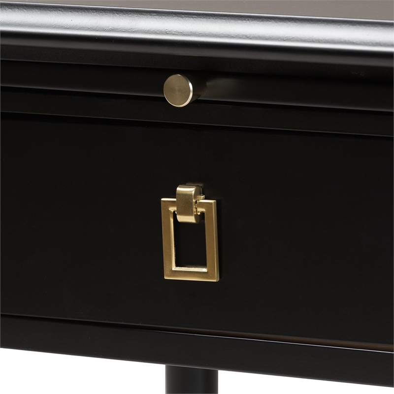 Baxton Studio Tamra Black Wood Nightstand with Pullout Shelf