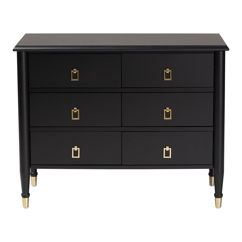 Baxton Studio Tamra Black Wood Chest with Drawers