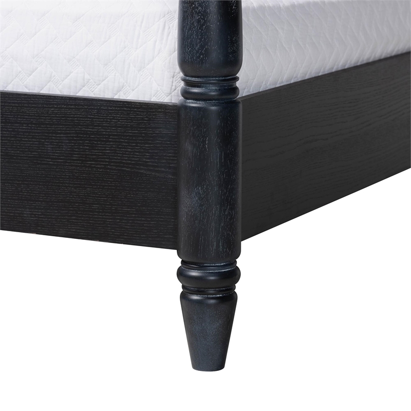 Baxton Studio Martino Four-Poster Platform Bed Black Queen