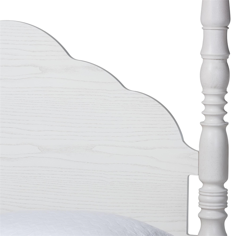 Baxton Studio Martino Four-Poster Platform Bed White King