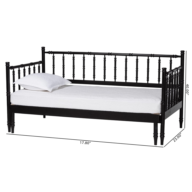 Baxton Studio Marisela Black Wood Twin-To-King Expandable Daybed