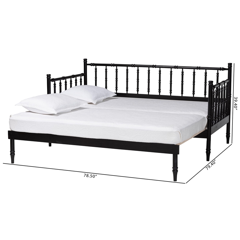 Baxton Studio Marisela Black Wood Twin-To-King Expandable Daybed