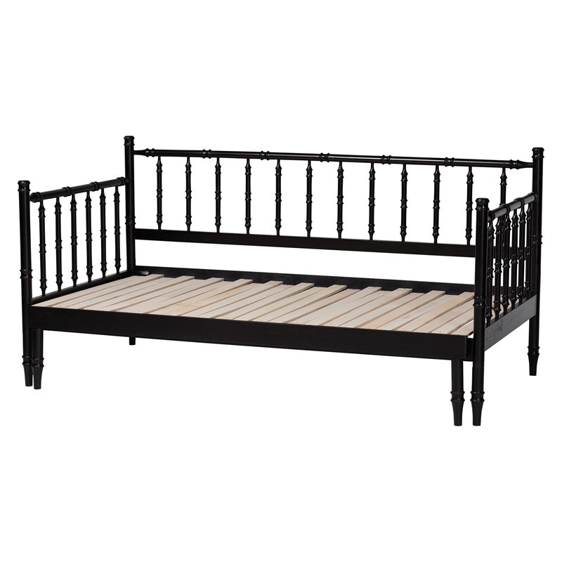 Baxton Studio Marisela Black Wood Twin-To-King Expandable Daybed