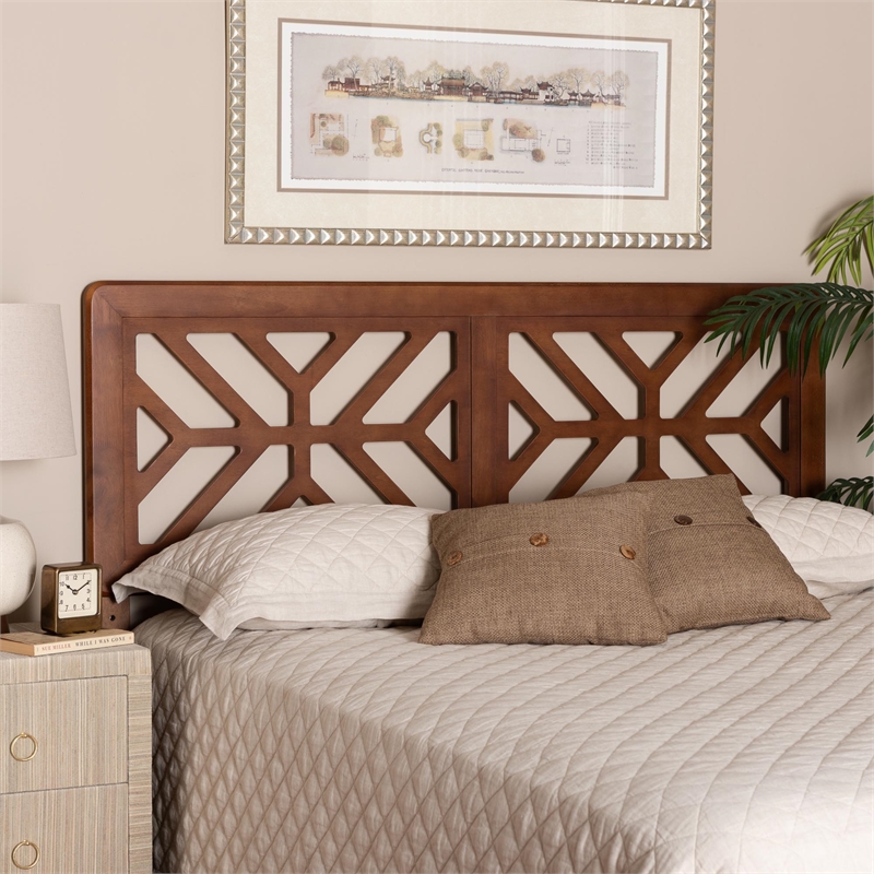 Baxton Studio Kalare Wood Headboard with Geometric Cutout Design Queen