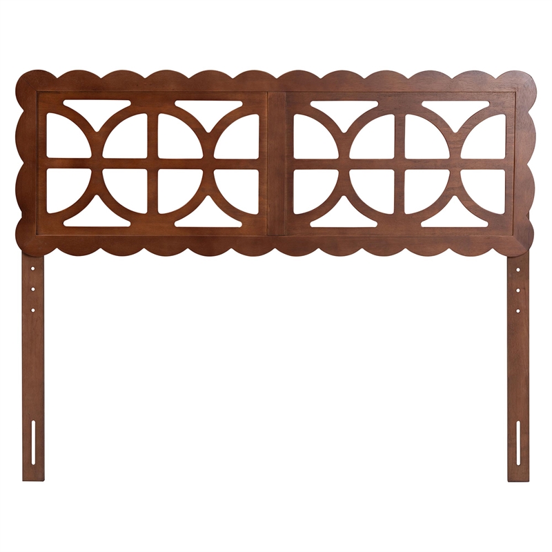 Baxton Studio Nansen Wood Headboard with Scalloped Frame Queen Walnut