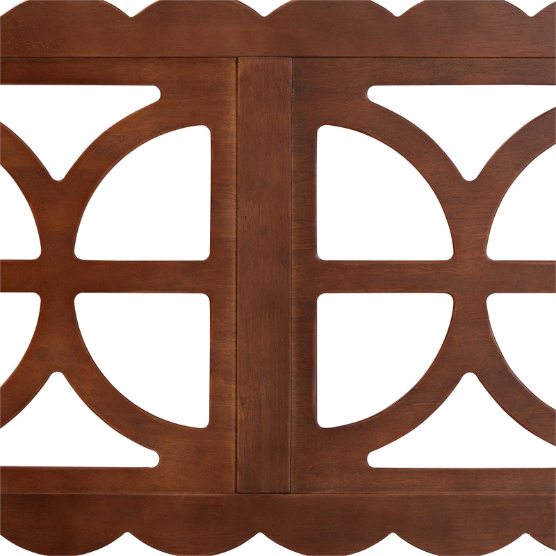 Baxton Studio Nansen Wood Headboard with Scalloped Frame Queen Walnut