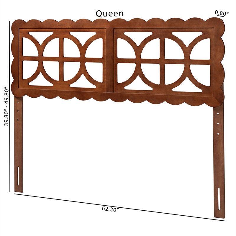 Baxton Studio Nansen Wood Headboard with Scalloped Frame Queen Walnut