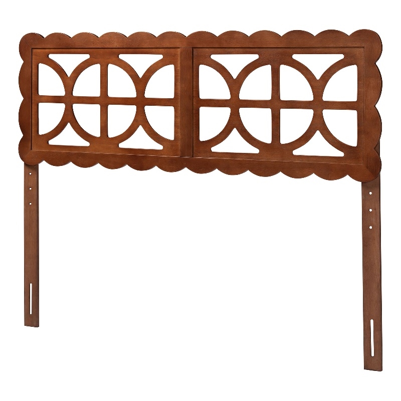 Baxton Studio Nansen Wood Headboard with Scalloped Frame Queen Walnut