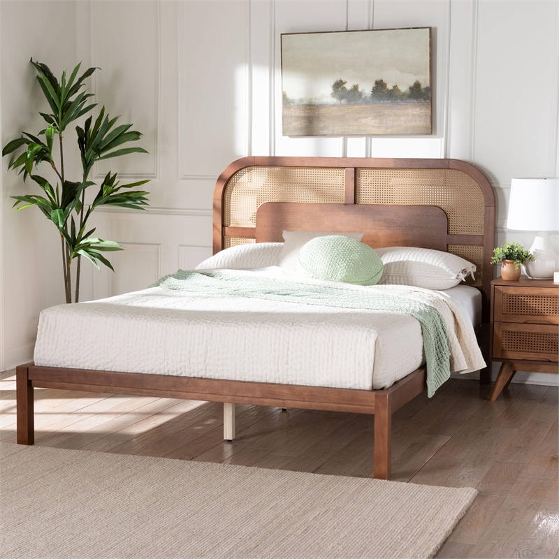 Baxton Studio Raewyn Wood Platform Bed  Low Profile Bed Frame Queen