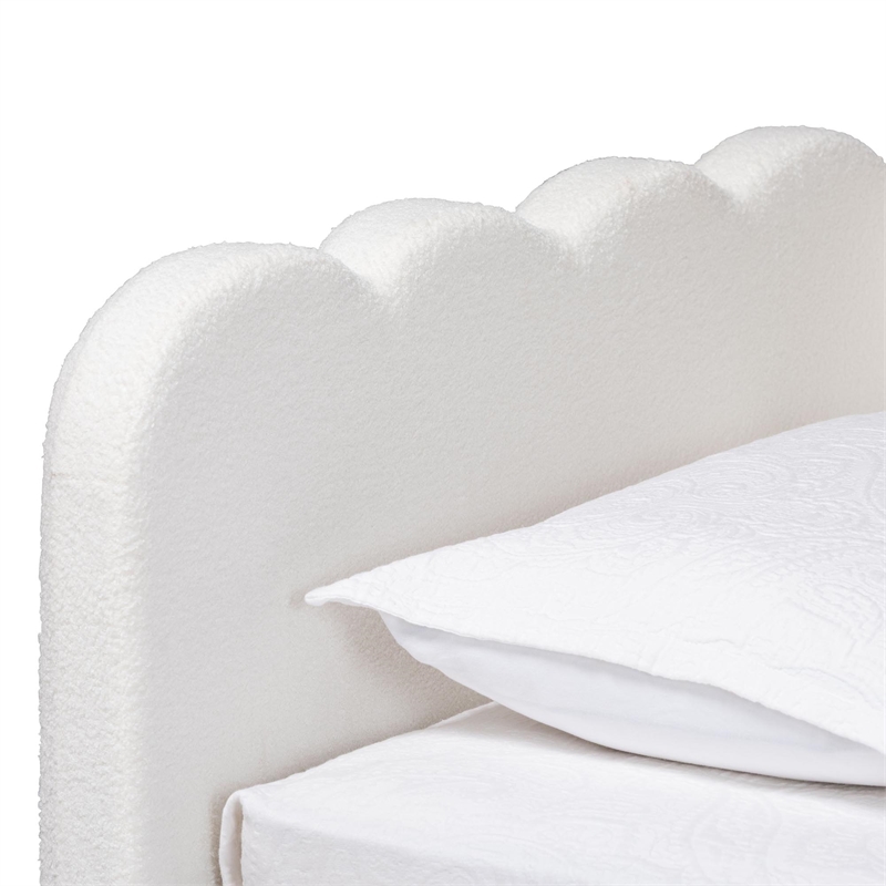 Baxton Studio Palmer Cream Teddy-Bear Fabric Daybed with Rolling Trundle Twin