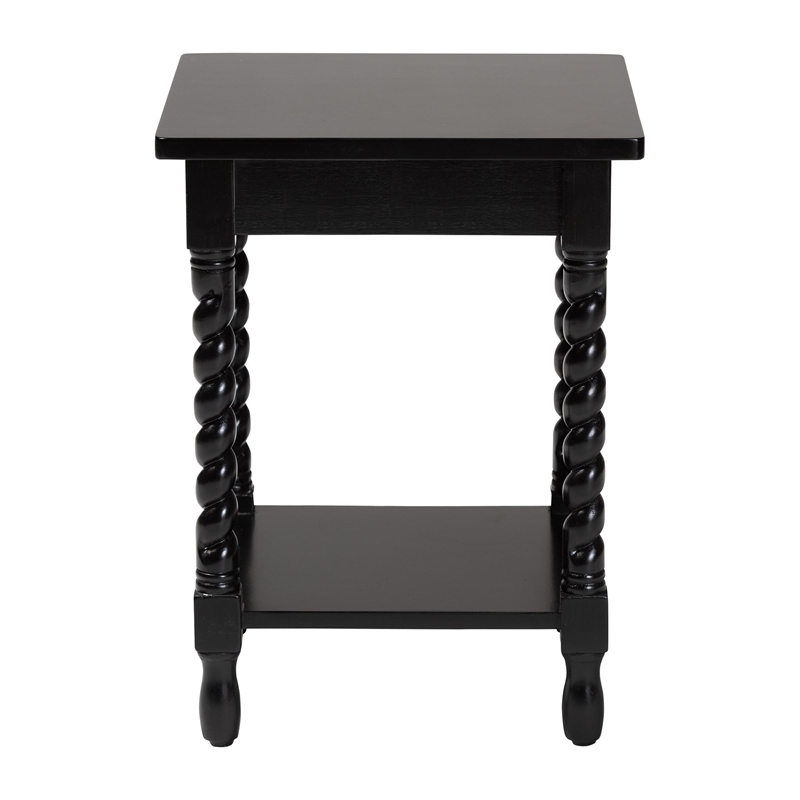Baxton Studio Niklas Nightstand with Twisted Legs 1-Drawer Black
