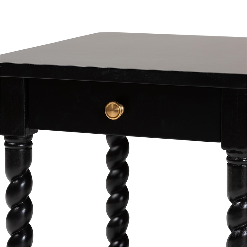 Baxton Studio Niklas Nightstand with Twisted Legs 1-Drawer Black