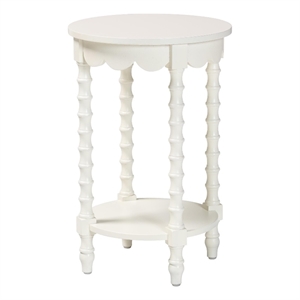 Baxton Studio Sally Round Nightstand with Bamboo Inspired Legs White